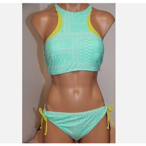 NWT Hula Honey Swimsuit Bikini 2 piece set Sz L High neck